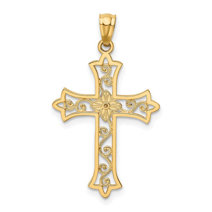 14K Gelbgold Diamant-Kreuz-Anhänger