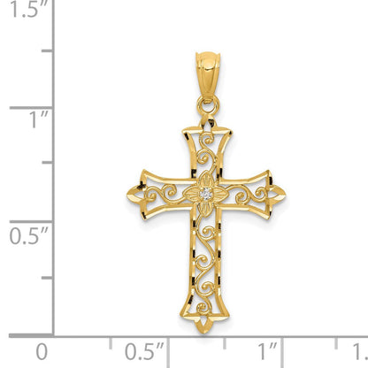 14K Gelbgold Diamant-Kreuz-Anhänger