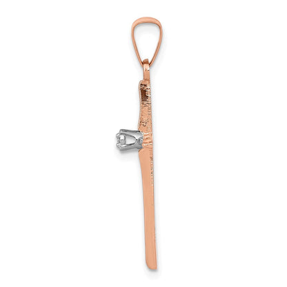 14K Roségold Diamant-Kreuzanhänger