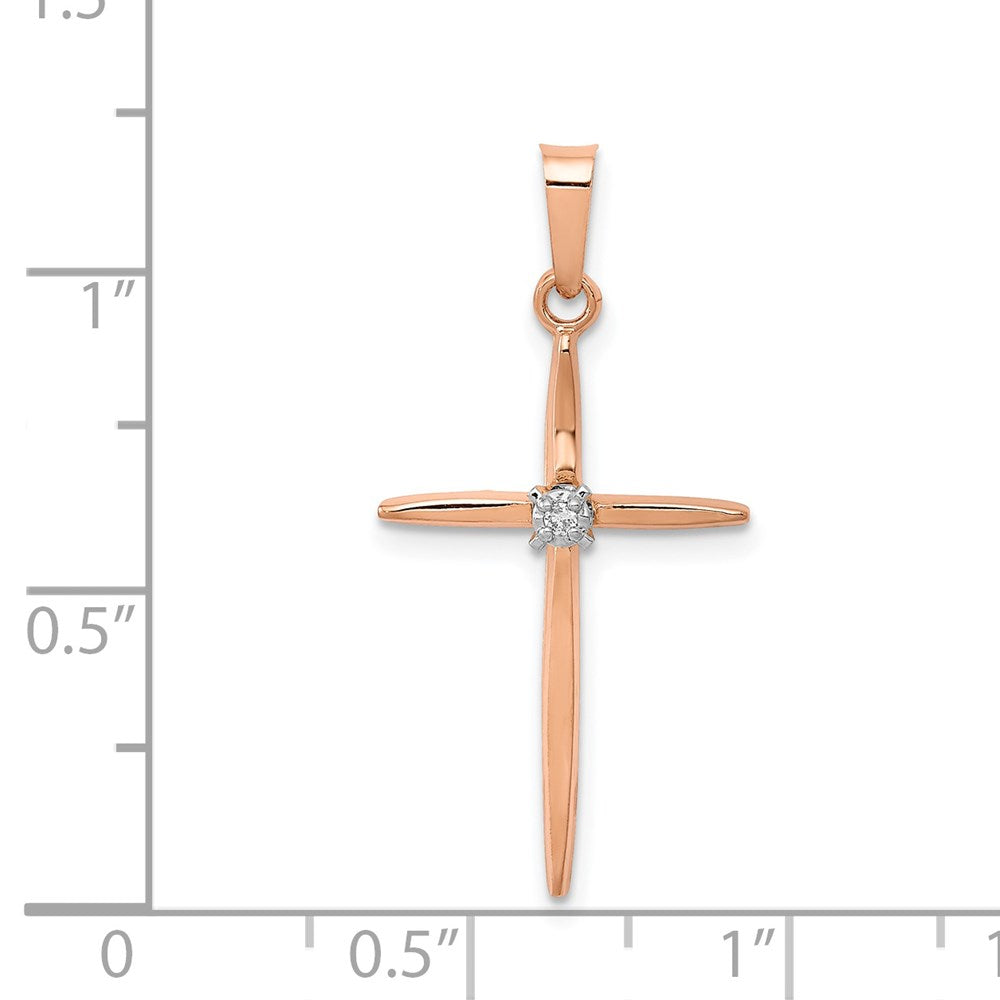 14K Roségold Diamant-Kreuzanhänger