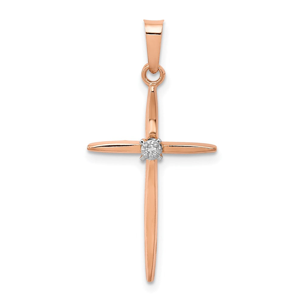 14K Roségold Diamant-Kreuzanhänger