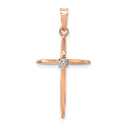 14K Roségold Diamant-Kreuzanhänger