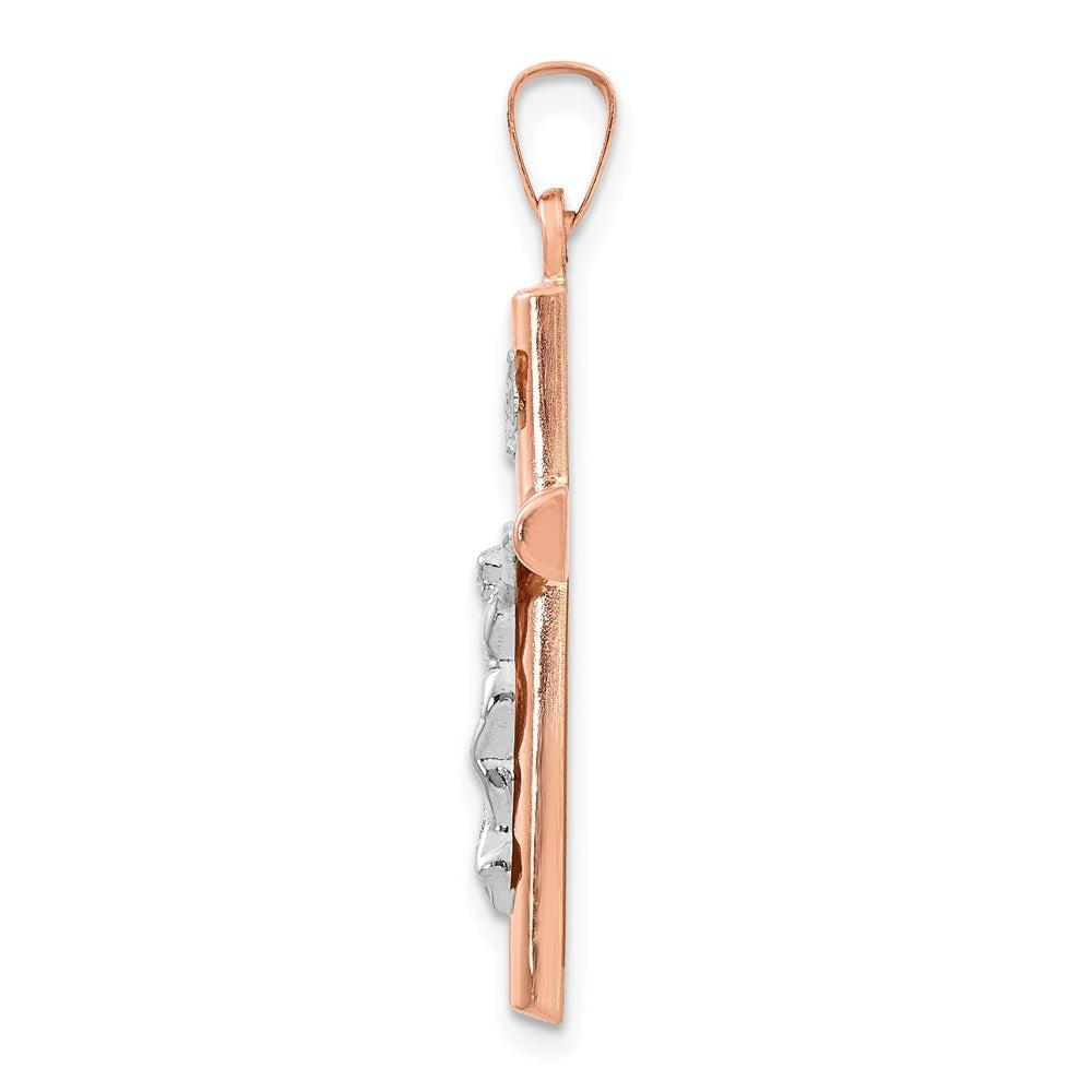 14K Bicolor 14K Bicolor Gold Hohl Kruzifix Anhänger