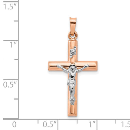 14K Bicolor 14K Bicolor Gold Hohl Kruzifix Anhänger