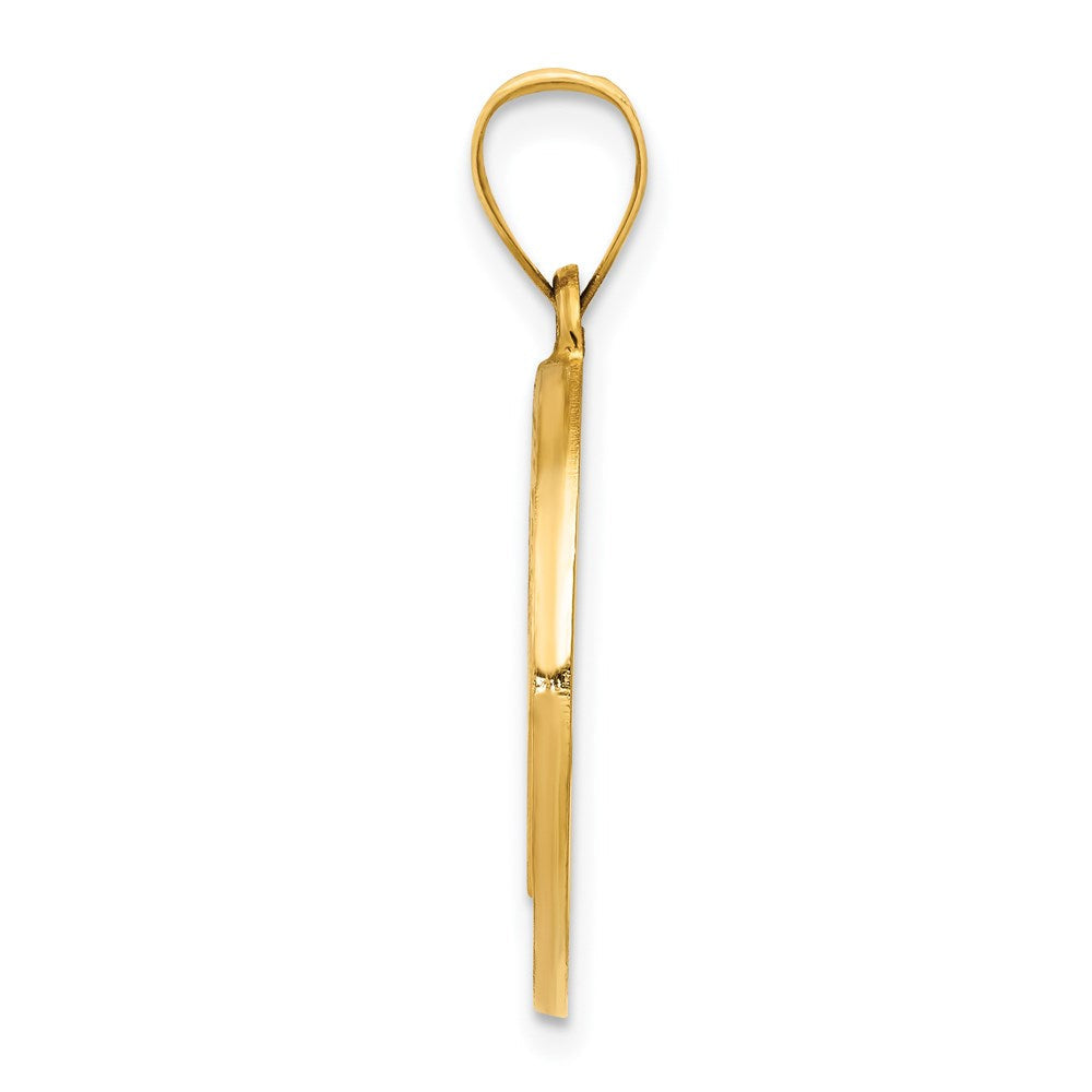 14K Gelbgold 14K Poliert und Satiniert St Benedict Hohl Medaille Anhänger