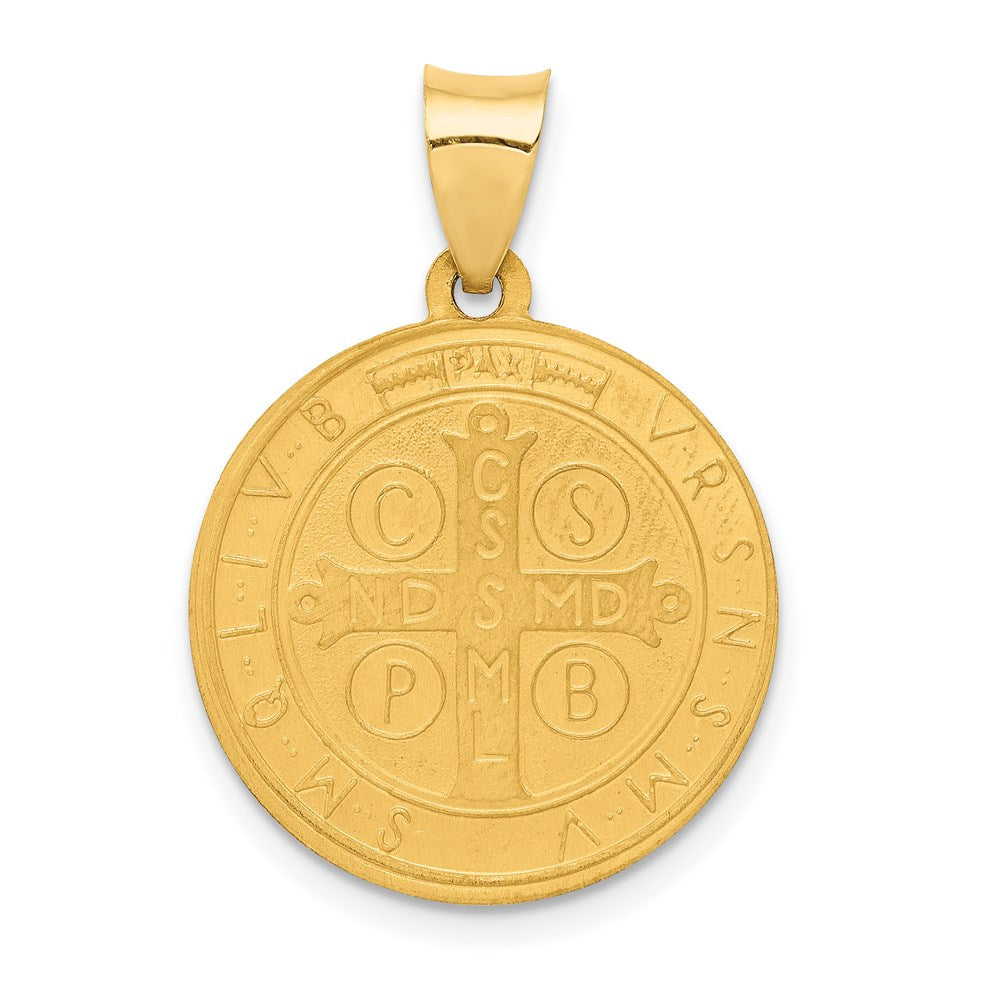 14K Gelbgold 14K Poliert und Satiniert St Benedict Hohl Medaille Anhänger