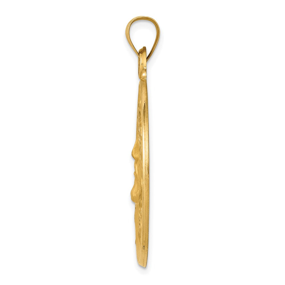 14K Gelbgold 14K Poliert und Satiniert Face Of Jesus Medaille Hohl Anhänger