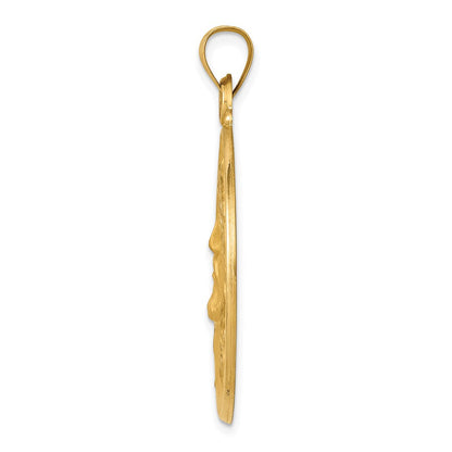 14K Gelbgold 14K Poliert und Satiniert Face Of Jesus Medaille Hohl Anhänger