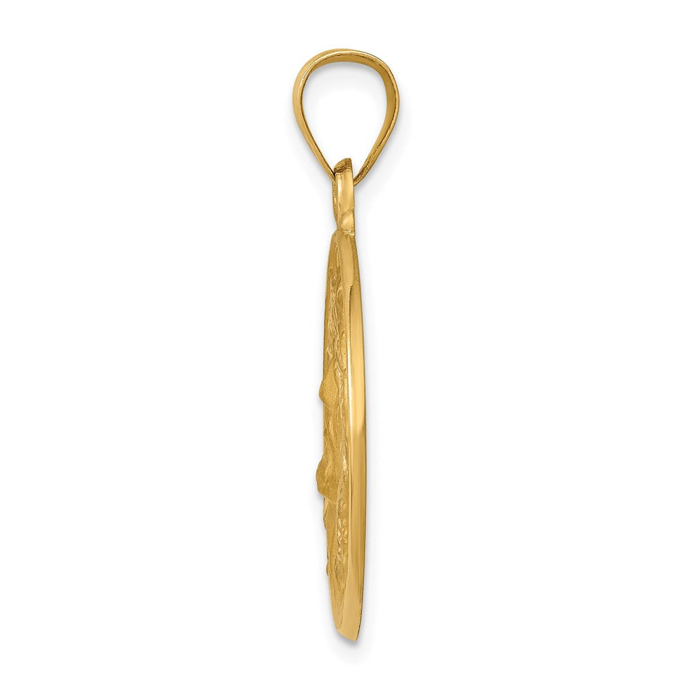 14K Gelbgold 14K Poliert und Satiniert Face Of Jesus Medaille Hohl Anhänger
