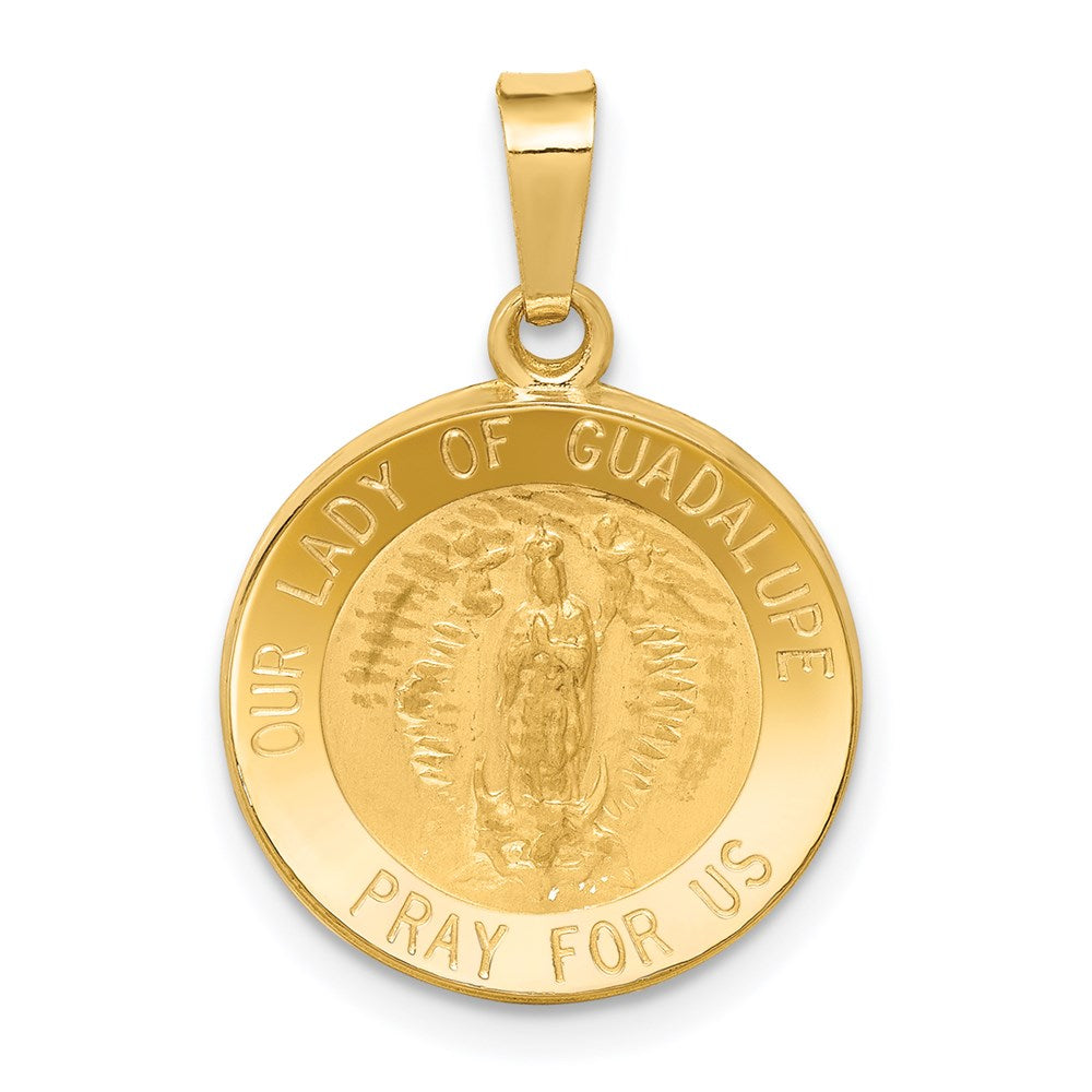 14K Gelbgold 14K Poliert und Satiniert Our Damen Guadalupe Medaille Hohl Anhänger