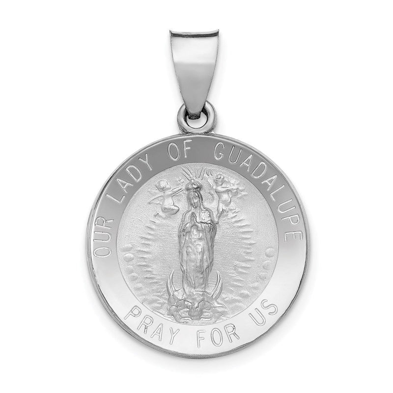 14K Weißgold 14K Weißgold Damen Of Guadalupe Medaille Hohl Anhänger