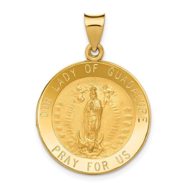 14K Gelbgold 14K Poliert/satin Our Damen Of Guadalupe Medaille Hohl Anhänger
