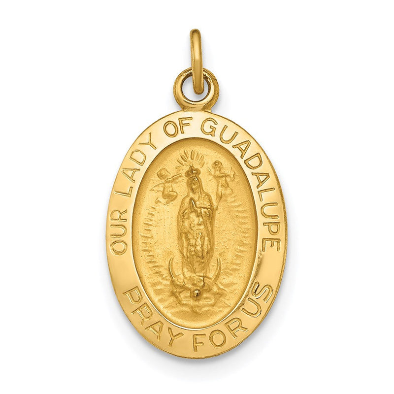 14K Gelbgold 14K Poliert und Satiniert Our Damen Of Guadalupe Medaille Anhänger