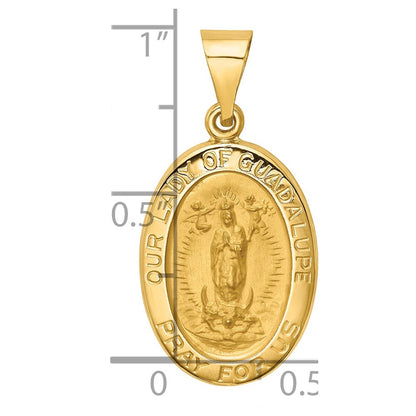 14K Gelbgold 14K Poliert und Satiniert Our Damen Guadalupe Medaille Hohl Anhänger