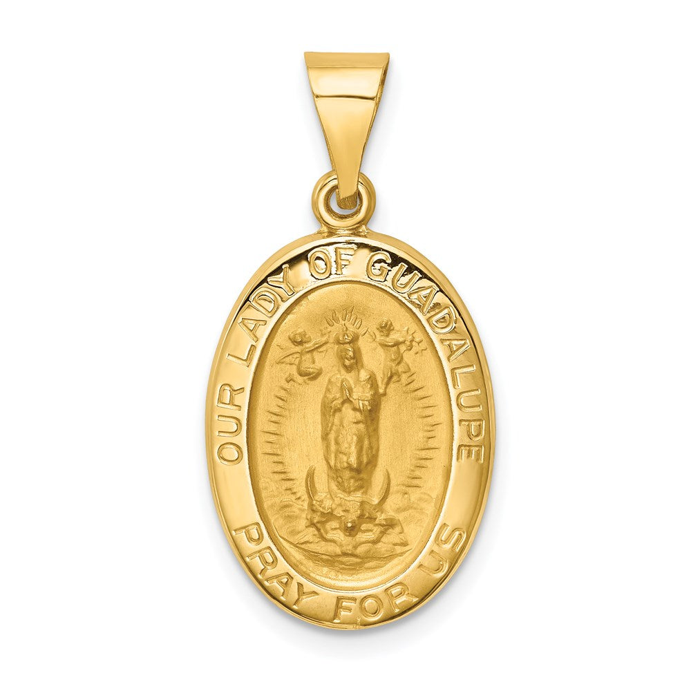 14K Gelbgold 14K Poliert und Satiniert Our Damen Guadalupe Medaille Hohl Anhänger