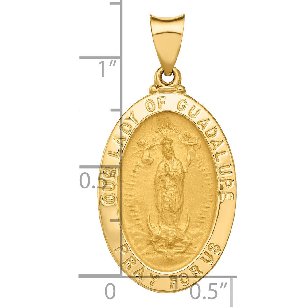 14K Gelbgold 14K Poliert und Satiniert Our Damen Guadalupe Medaille Hohl Anhänger