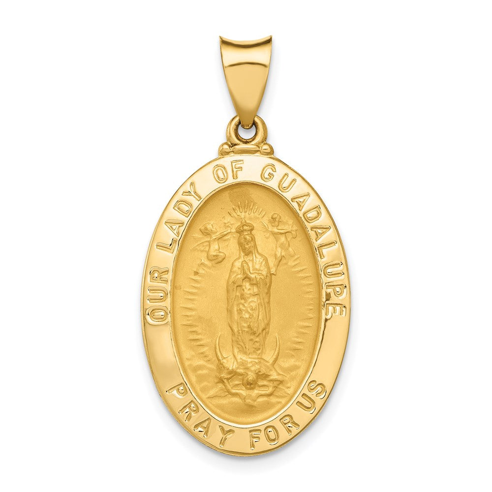 14K Gelbgold 14K Poliert und Satiniert Our Damen Guadalupe Medaille Hohl Anhänger