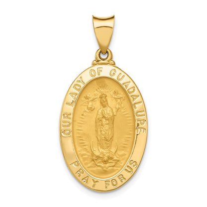 14K Gelbgold 14K Poliert und Satiniert Our Damen Guadalupe Medaille Hohl Anhänger