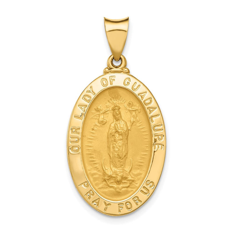14K Gelbgold 14K Poliert und Satiniert Our Damen Guadalupe Medaille Hohl Anhänger