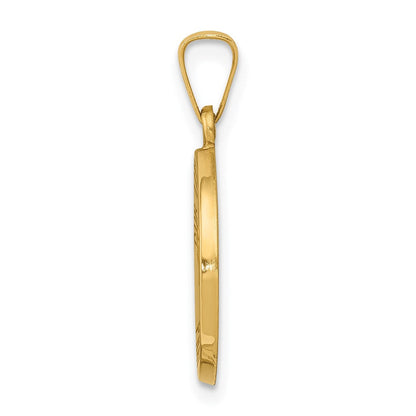 14K Gelbgold 14K Poliert und Satiniert Our Damen Fatima Medaille Hohl Anhänger