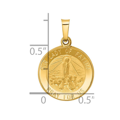 14K Gelbgold 14K Poliert und Satiniert Our Damen Fatima Medaille Hohl Anhänger
