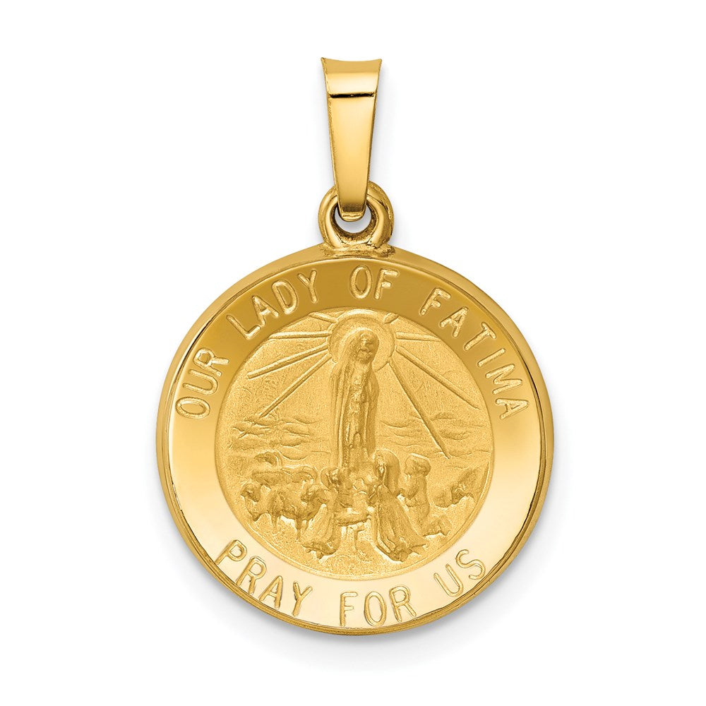 14K Gelbgold 14K Poliert und Satiniert Our Damen Fatima Medaille Hohl Anhänger
