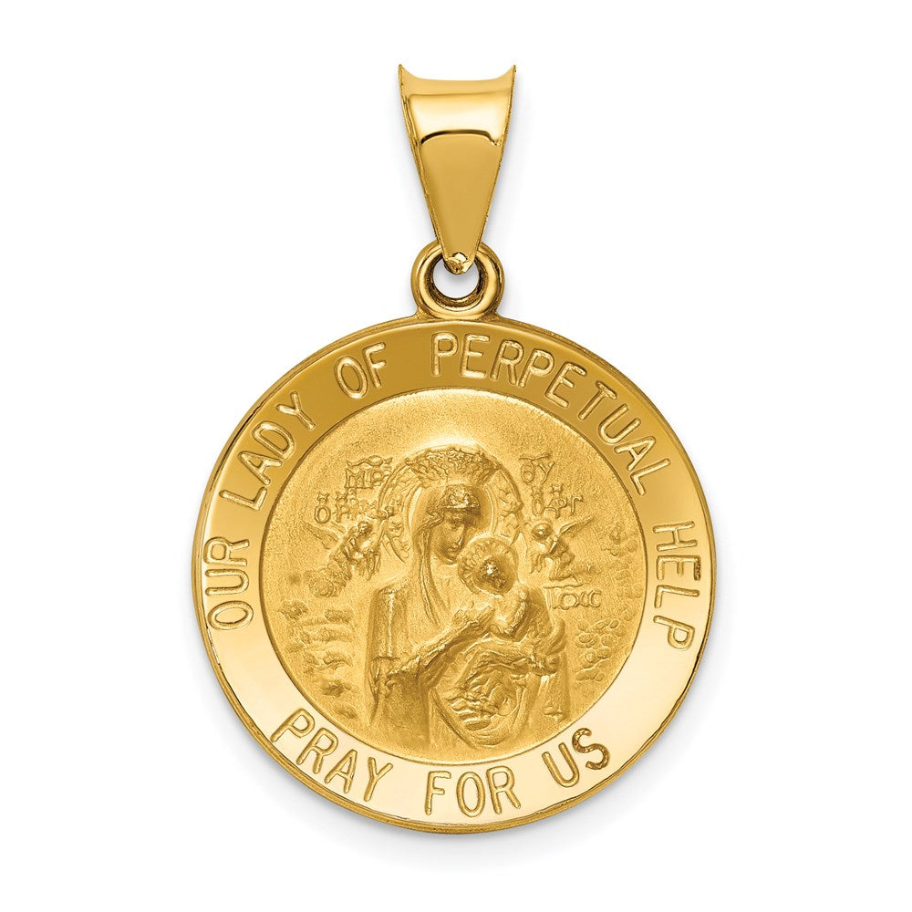 14K Gelbgold 14K Poliert/satin Our Damen Perpetual Help Medaille Hohl Anhänger
