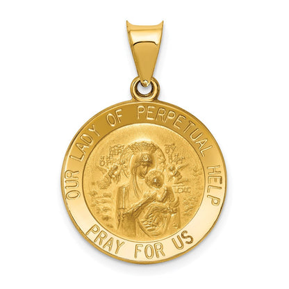 14K Gelbgold 14K Poliert/satin Our Damen Perpetual Help Medaille Hohl Anhänger