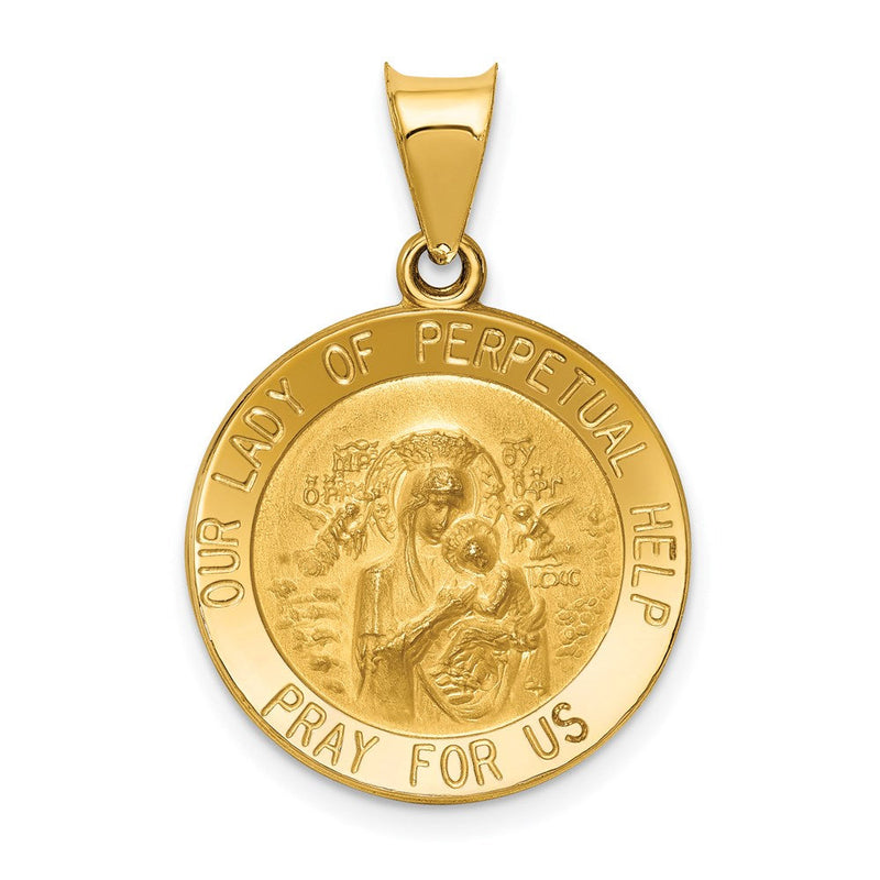 14K Gelbgold 14K Poliert/satin Our Damen Perpetual Help Medaille Hohl Anhänger