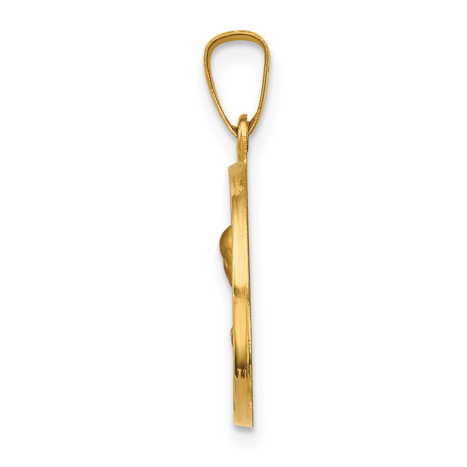 14K Gelbgold 14K Poliert und Satiniert Heilig Herz Of Mary Medaille Hohl Anhänger