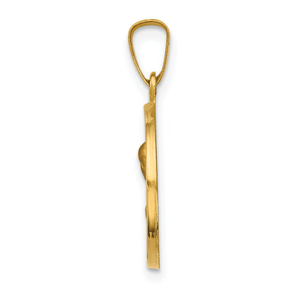 14K Gelbgold 14K Poliert und Satiniert Heilig Herz Of Mary Medaille Hohl Anhänger