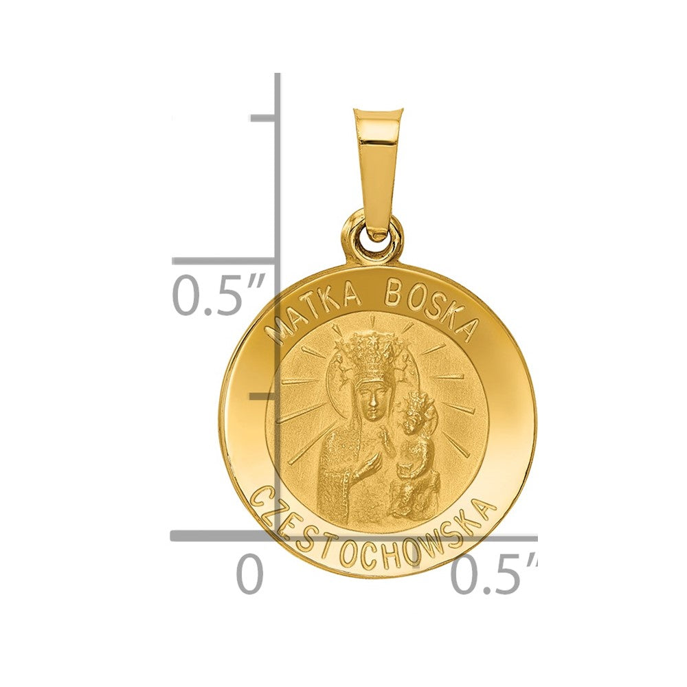 14K Gelbgold 14K Matka Boska Czestochowska Wendbar Medaille Hohl Anhänger