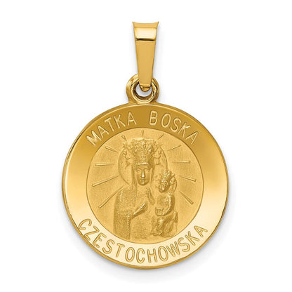 14K Gelbgold 14K Matka Boska Czestochowska Wendbar Medaille Hohl Anhänger