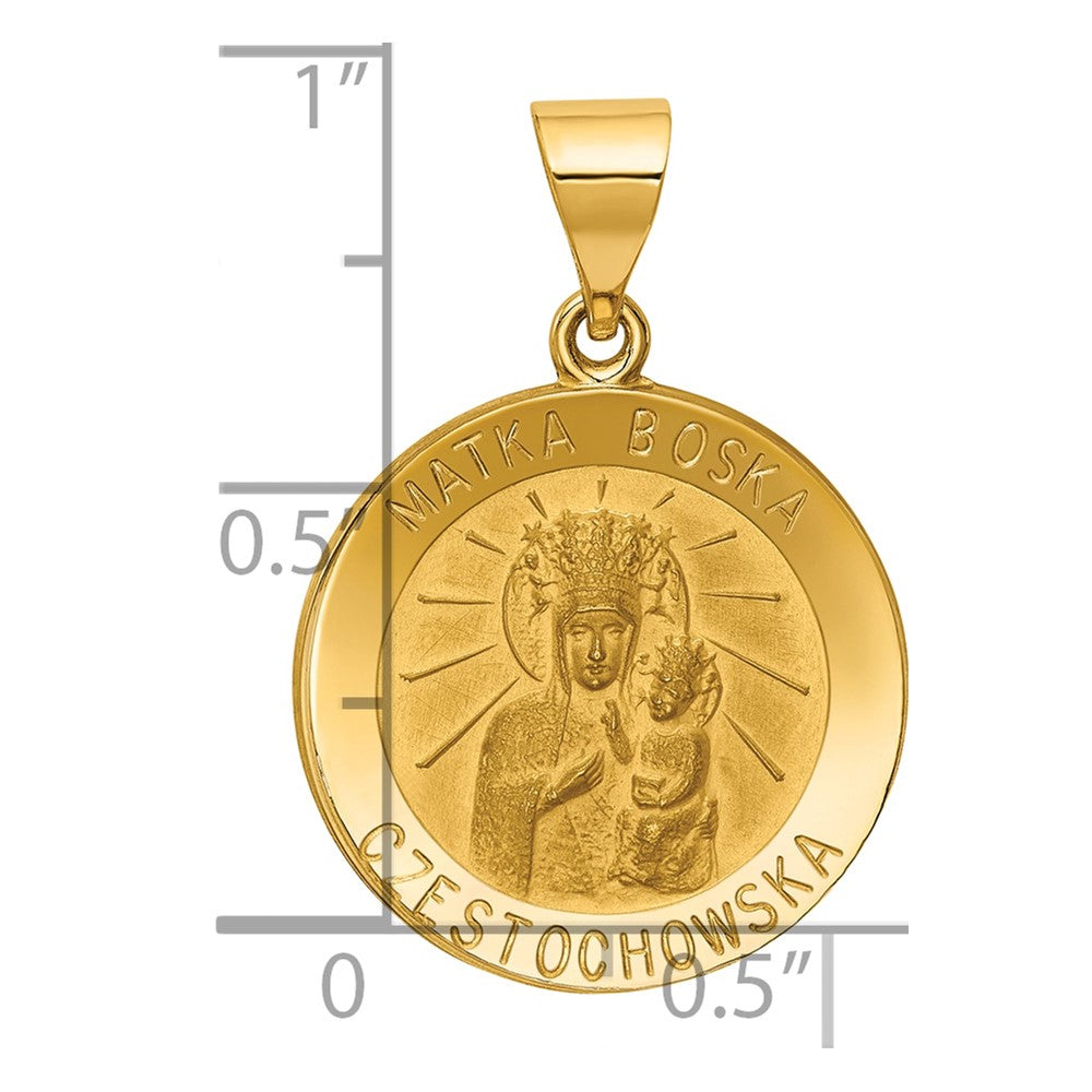 14K Gelbgold 14K Matka Boska Czestochowska Wendbar Medaille Hohl Anhänger
