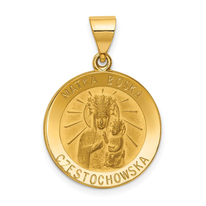 14K Gelbgold 14K Matka Boska Czestochowska Wendbar Medaille Hohl Anhänger