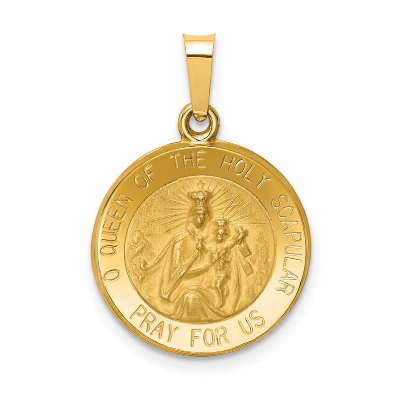 14K Gelbgold 14K Queen Of The Heilig Scapular Wendbar Medaille Hohl Anhänger