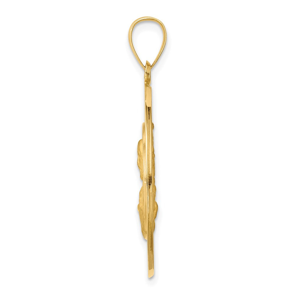 14K Gelbgold Queen Of The Heilig Scapular Wendbar Medaille Hohl Anhänger