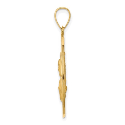 14K Gelbgold Queen Of The Heilig Scapular Wendbar Medaille Hohl Anhänger