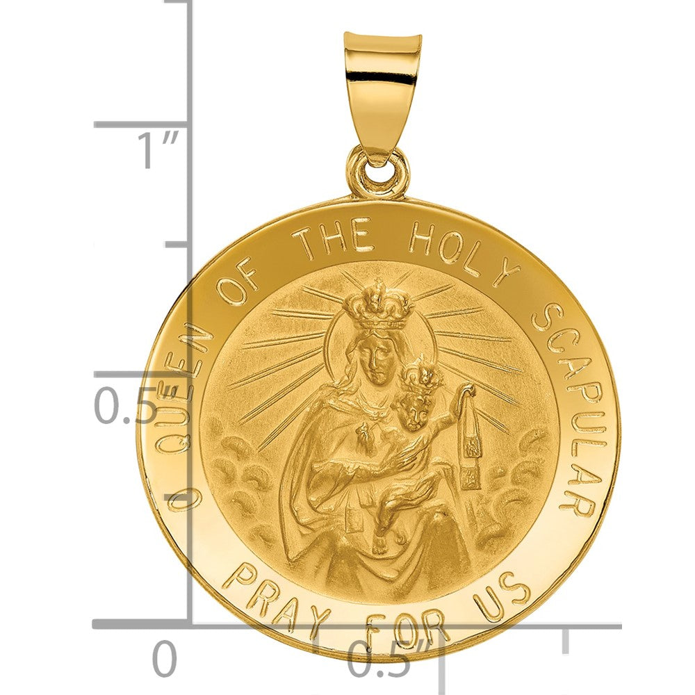 14K Gelbgold Queen Of The Heilig Scapular Wendbar Medaille Hohl Anhänger