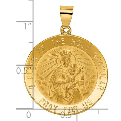 14K Gelbgold Queen Of The Heilig Scapular Wendbar Medaille Hohl Anhänger