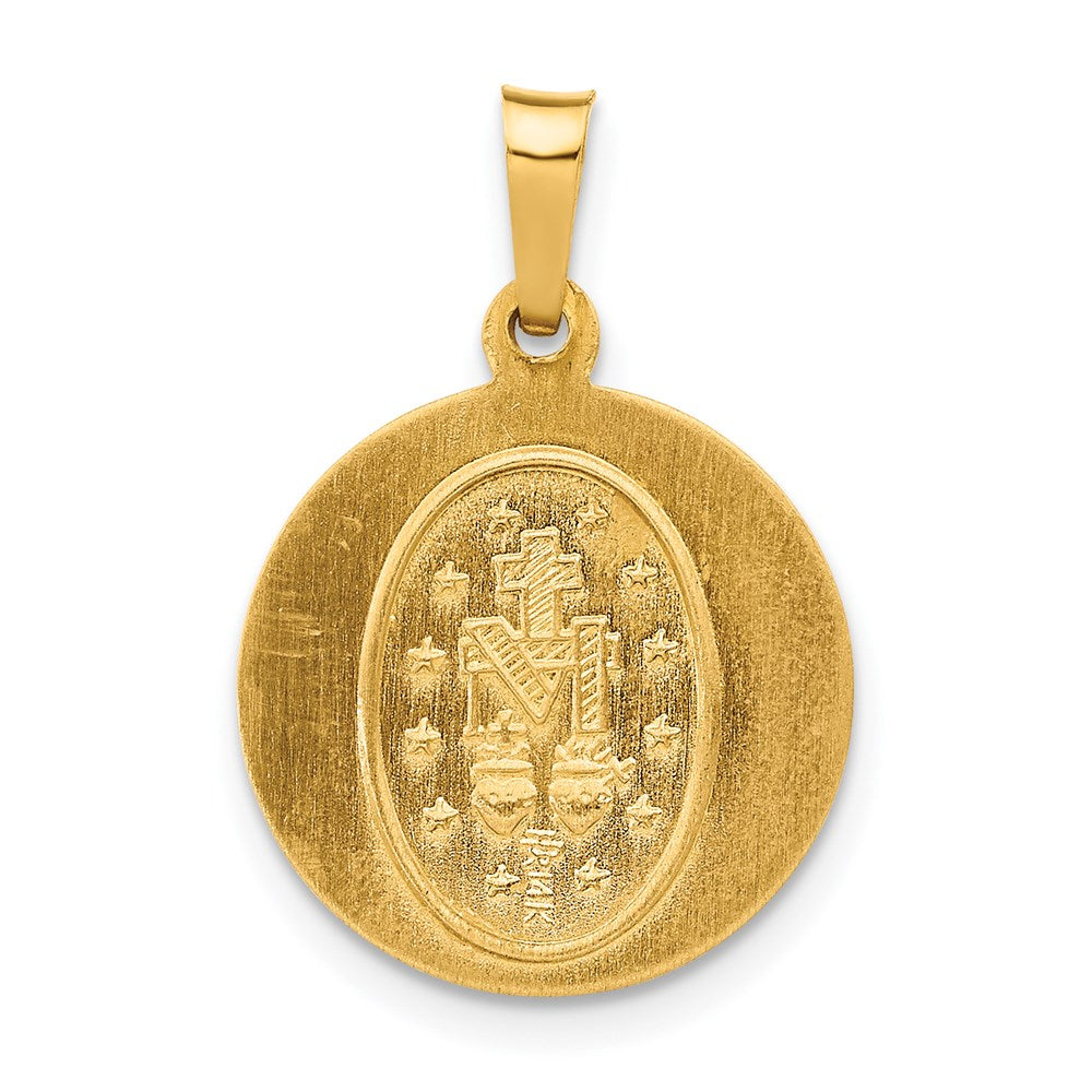 14K Gelbgold 14K Poliert und Satiniert Wundertätig Medaille Hohl Anhänger