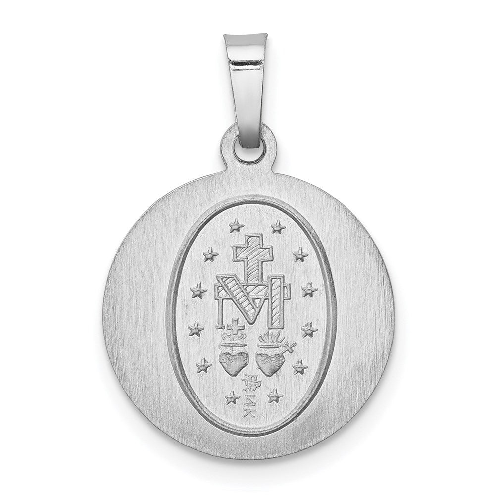 14K Weißgold 14K Weißgold Poliert / Satiniert Wundertätig Medaille Hohl Anhänger