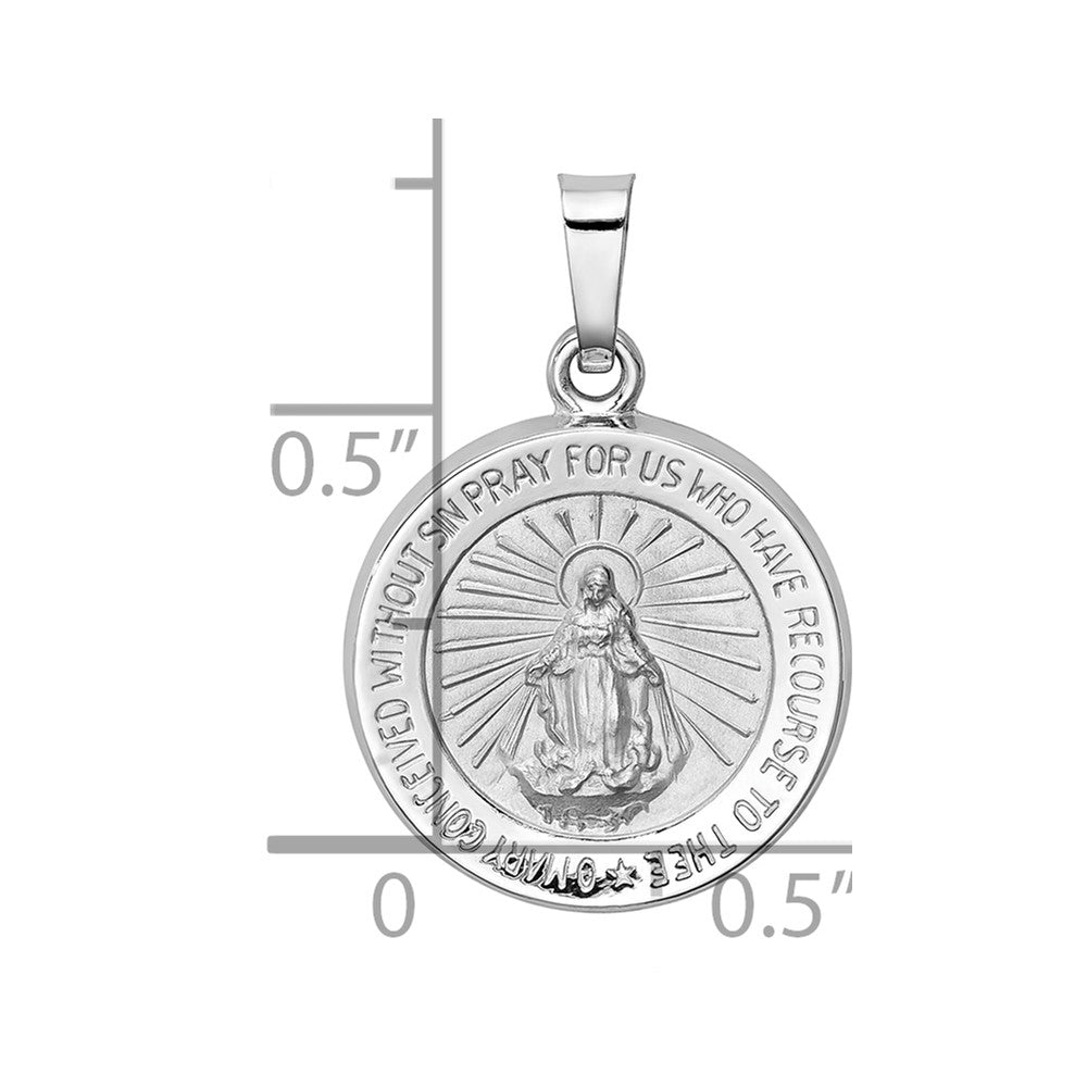 14K Weißgold 14K Weißgold Poliert / Satiniert Wundertätig Medaille Hohl Anhänger