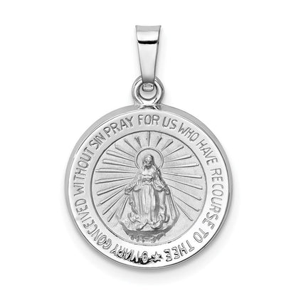 14K Weißgold 14K Weißgold Poliert / Satiniert Wundertätig Medaille Hohl Anhänger