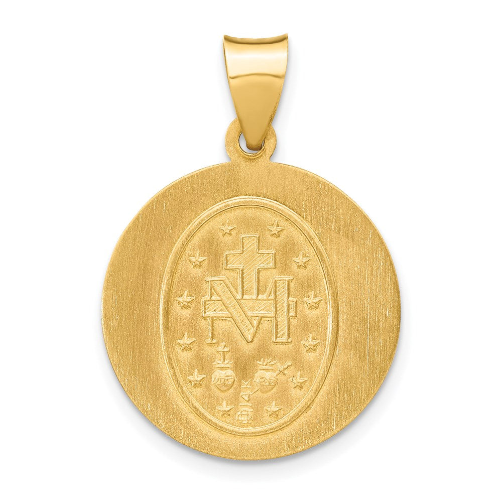 14K Gelbgold 14K Poliert und Satiniert Wundertätig Medaille Hohl Anhänger