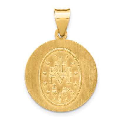 14K Gelbgold 14K Poliert und Satiniert Wundertätig Medaille Hohl Anhänger