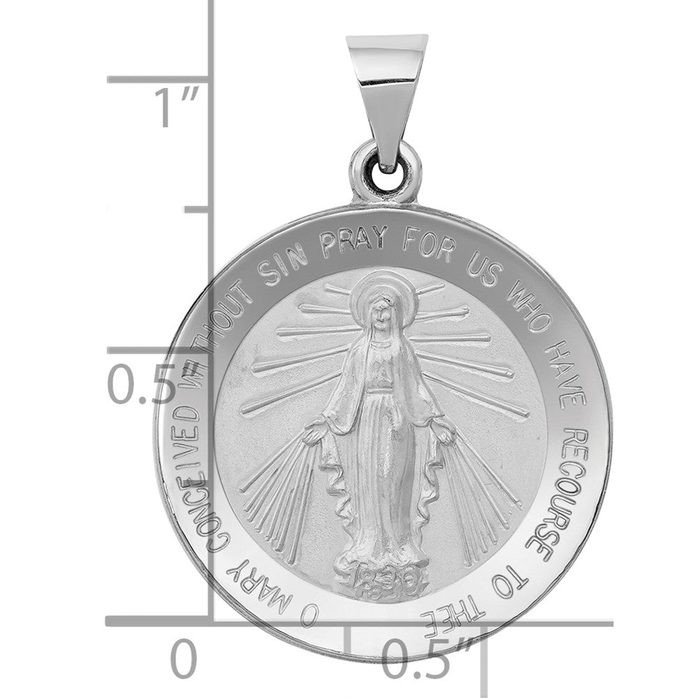 14K Weißgold 14K Weißgold Poliert / Satiniert Wundertätig Medaille Hohl Anhänger