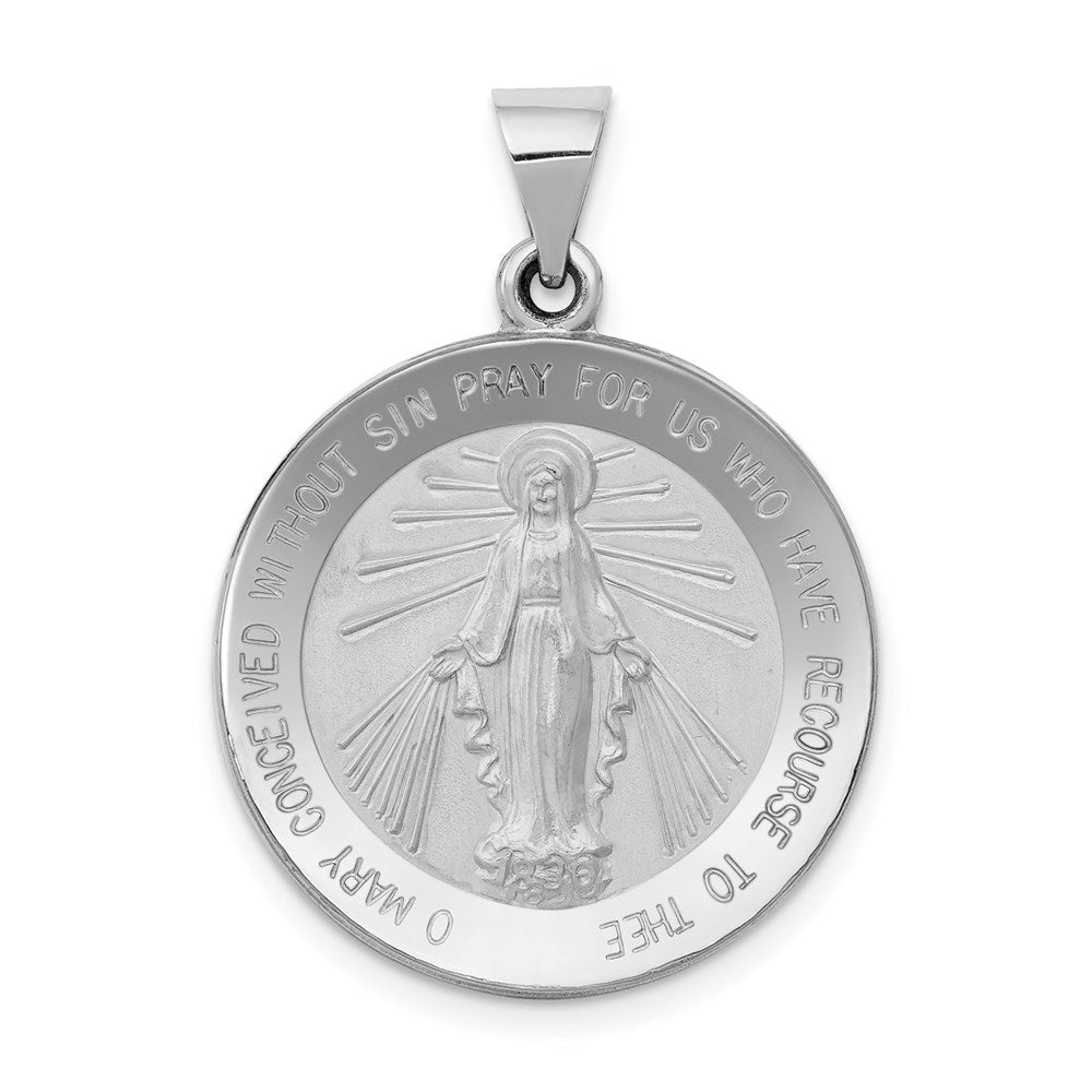 14K Weißgold 14K Weißgold Poliert / Satiniert Wundertätig Medaille Hohl Anhänger