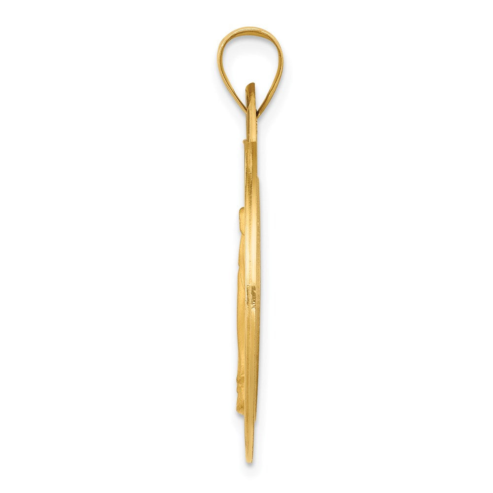 14K Gelbgold 14K Poliert und Satiniert Wundertätig Medaille Hohl Anhänger