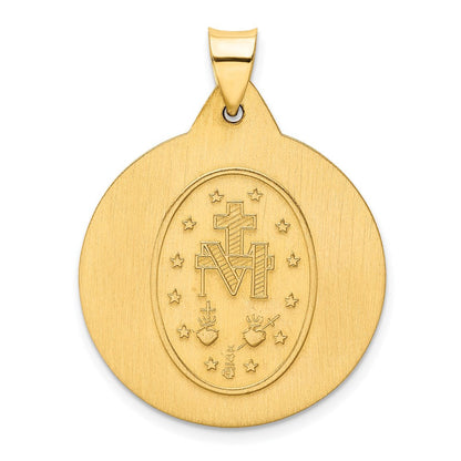 14K Gelbgold 14K Poliert und Satiniert Wundertätig Medaille Hohl Anhänger